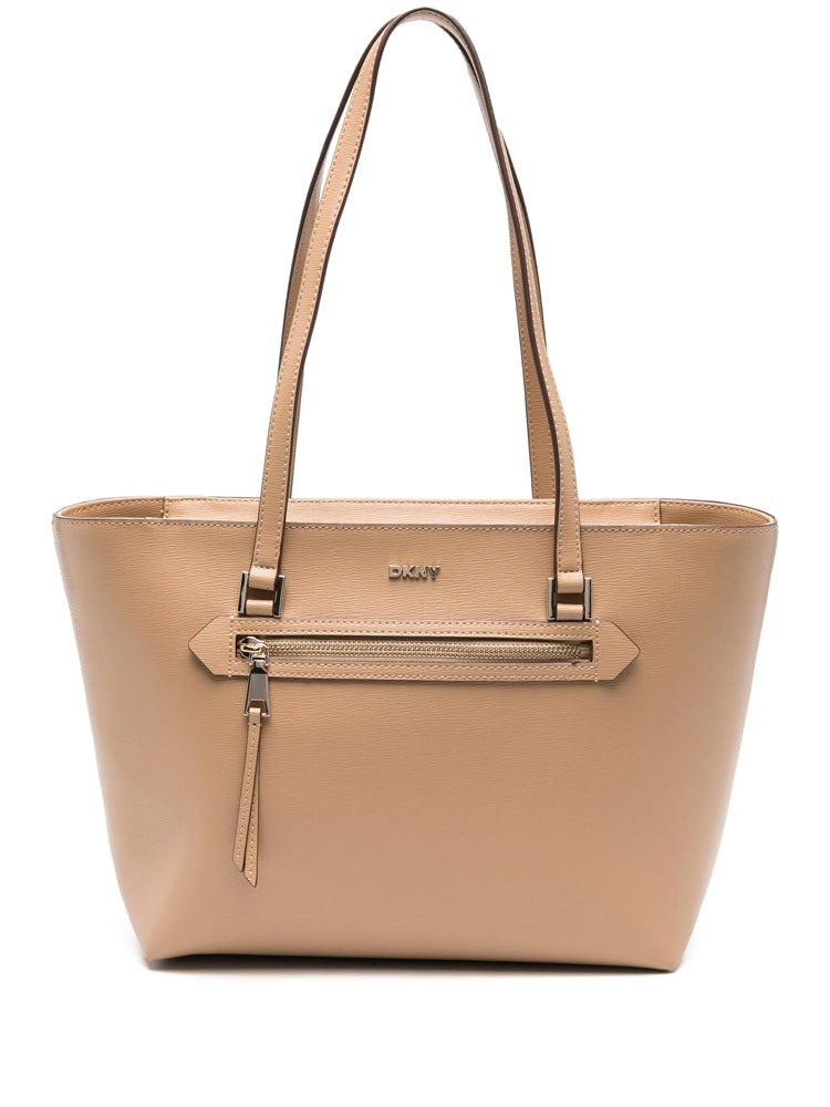 Dkny Structured Cow Leather Tote With Minimalist Design