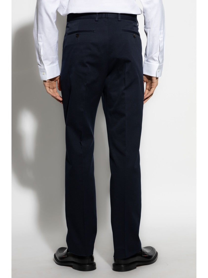 Gucci Blue Tailored Cotton Gabardine Web Trousers