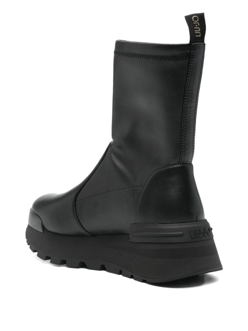 Liu Jo Platform Black Ankle Boots With Metallic Detail