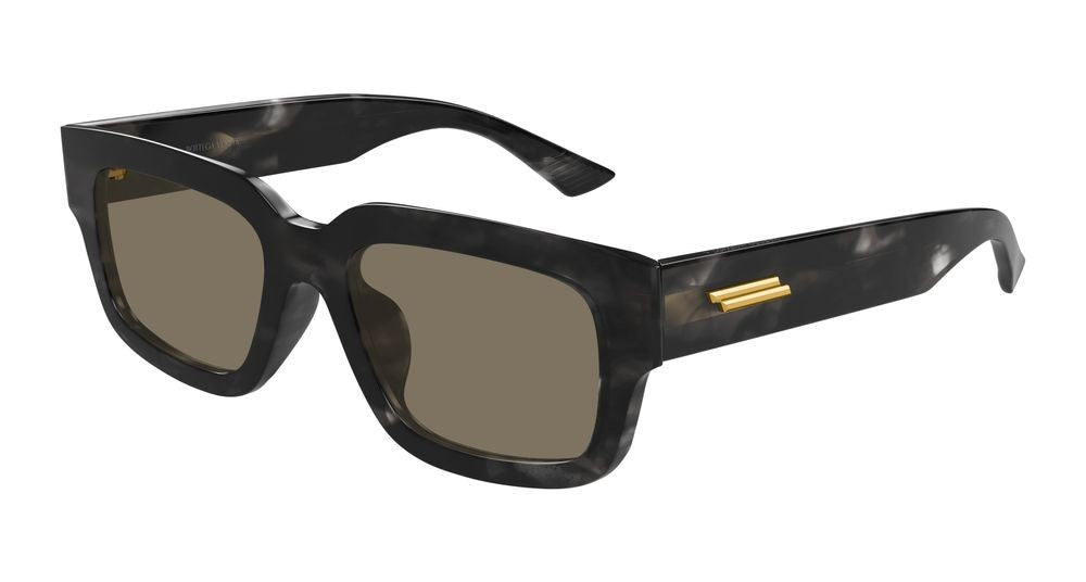 Bottega Veneta Black Gold Accents Bold Oversized Square Sunglasses