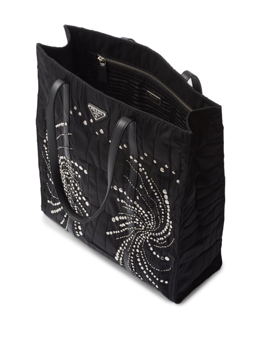 Prada Black Quilted Re-Nylon Patchwork Tote