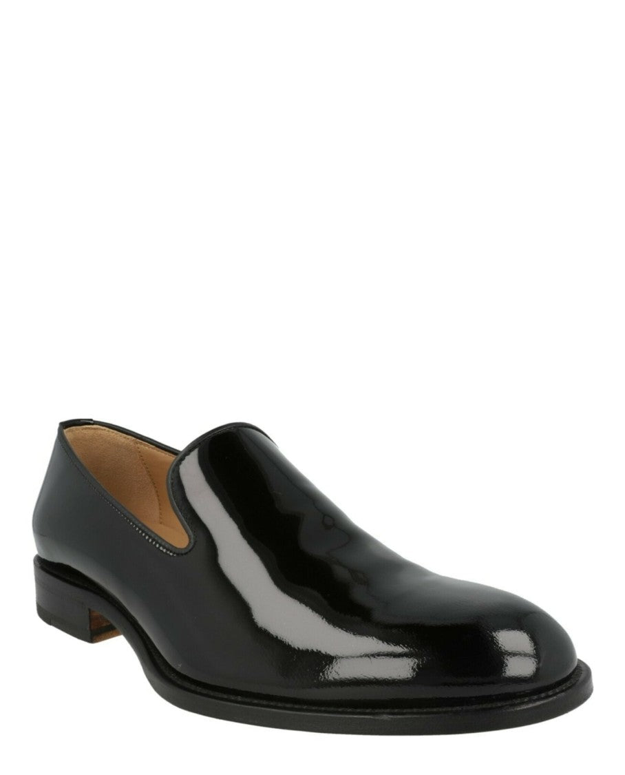 Brioni Glossy Patent Leather Loafers With Block Heel
