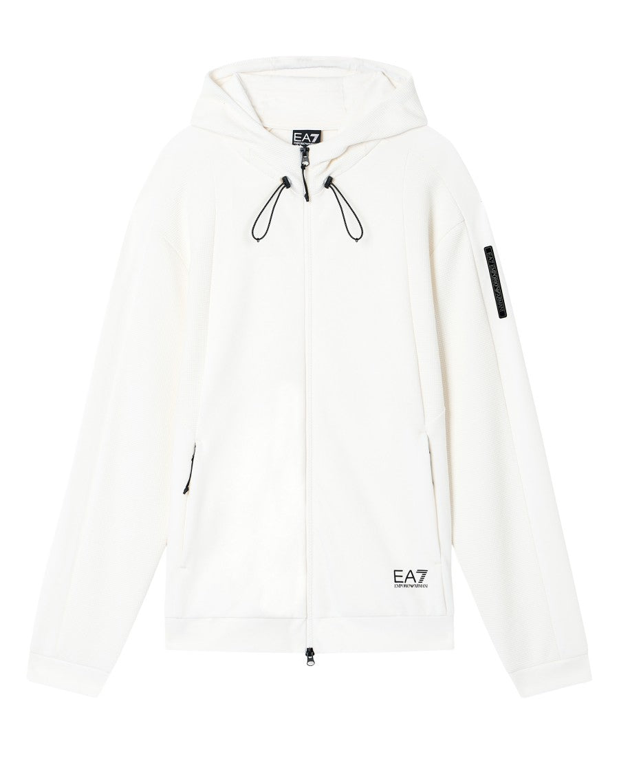 Ea7 Emporio Armani Zip-Up Hoodie With Mesh Inserts And Logo Detail
