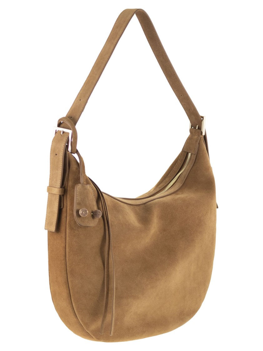 Fabiana Filippi Maxi Suede Hobo Bag With Diamond Detail