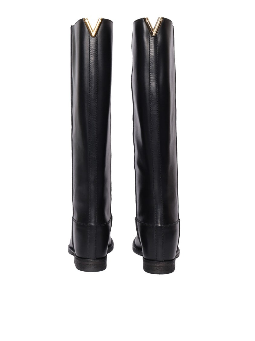 Via Roma 15 Polished Leather Wallet With Embossed Logo