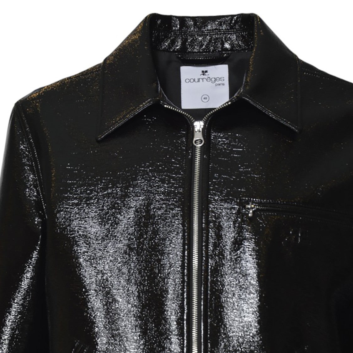 Courrèges Black Vinyl Officer Jacket