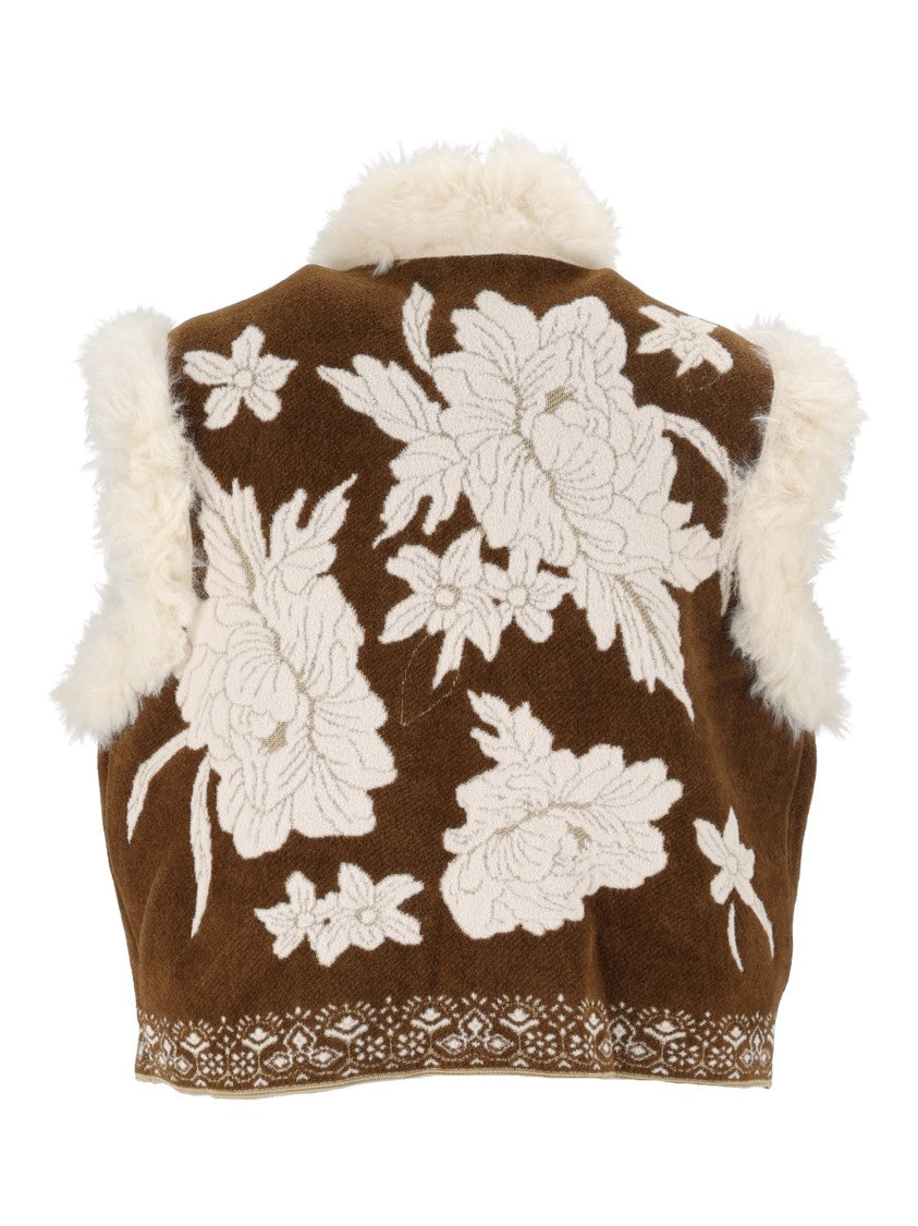 Forte Forte The Lotus Floral Eco Fur Jacquard Gilet