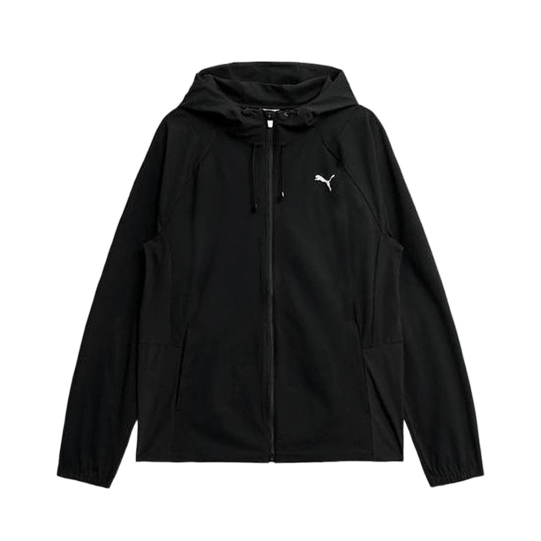 Puma Hooded Black Jacket With Full Front Zipper