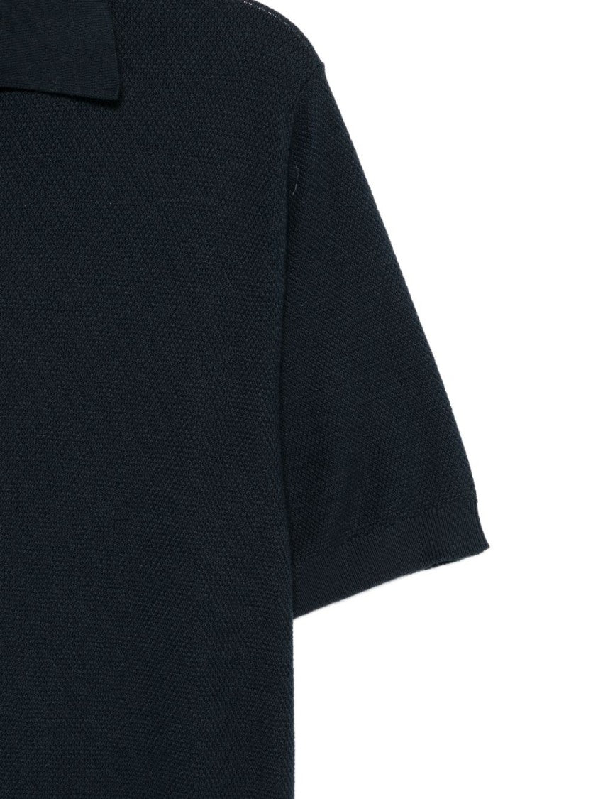 Boglioli Textured Knit Short-Sleeved Polo Shirt