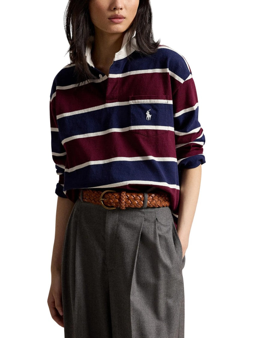 Polo Ralph Lauren Blue Stripe Oversized Cotton Polo Shirt