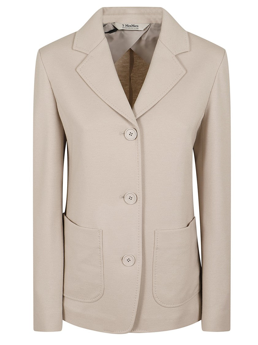 Max Mara Beige Wool-Cotton Fata Jersey Blazer