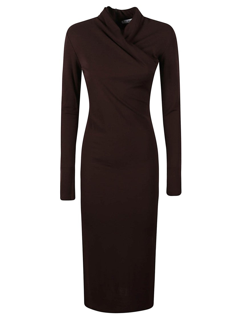 Max Mara Knee-Length Dress With High Neckline And Draped Detail