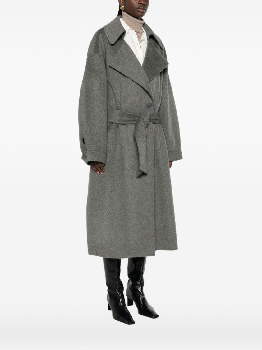 The Frankie Shop Double-Breasted Oversized Belted Coat