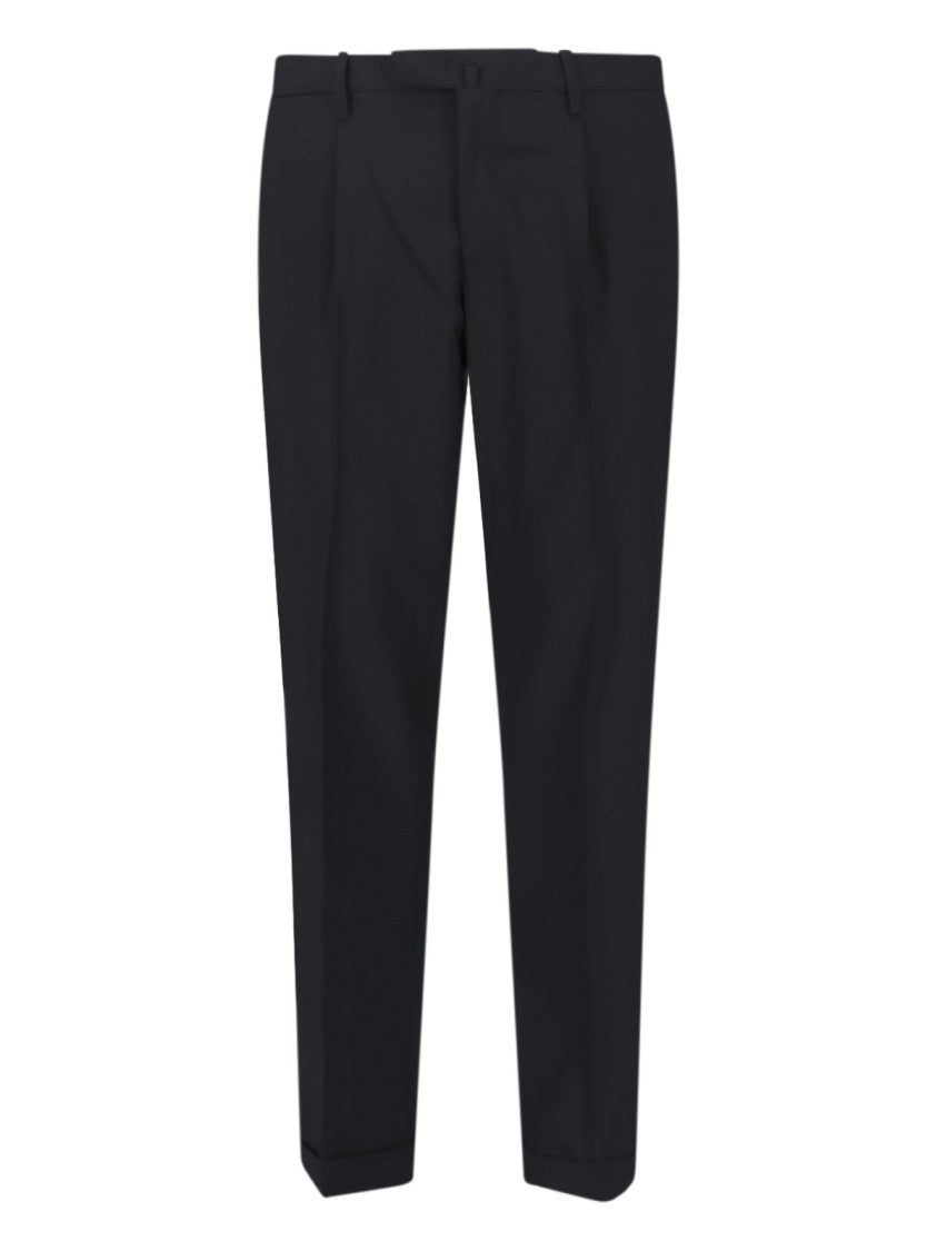 Briglia 1949 Black Tailored Mid-Rise Virgin Wool Trousers