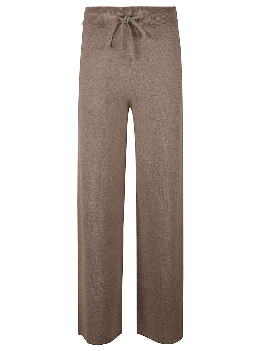 Max Mara Wide-Leg Knit Pants With Ribbed Elastic Waistband And Drawstring