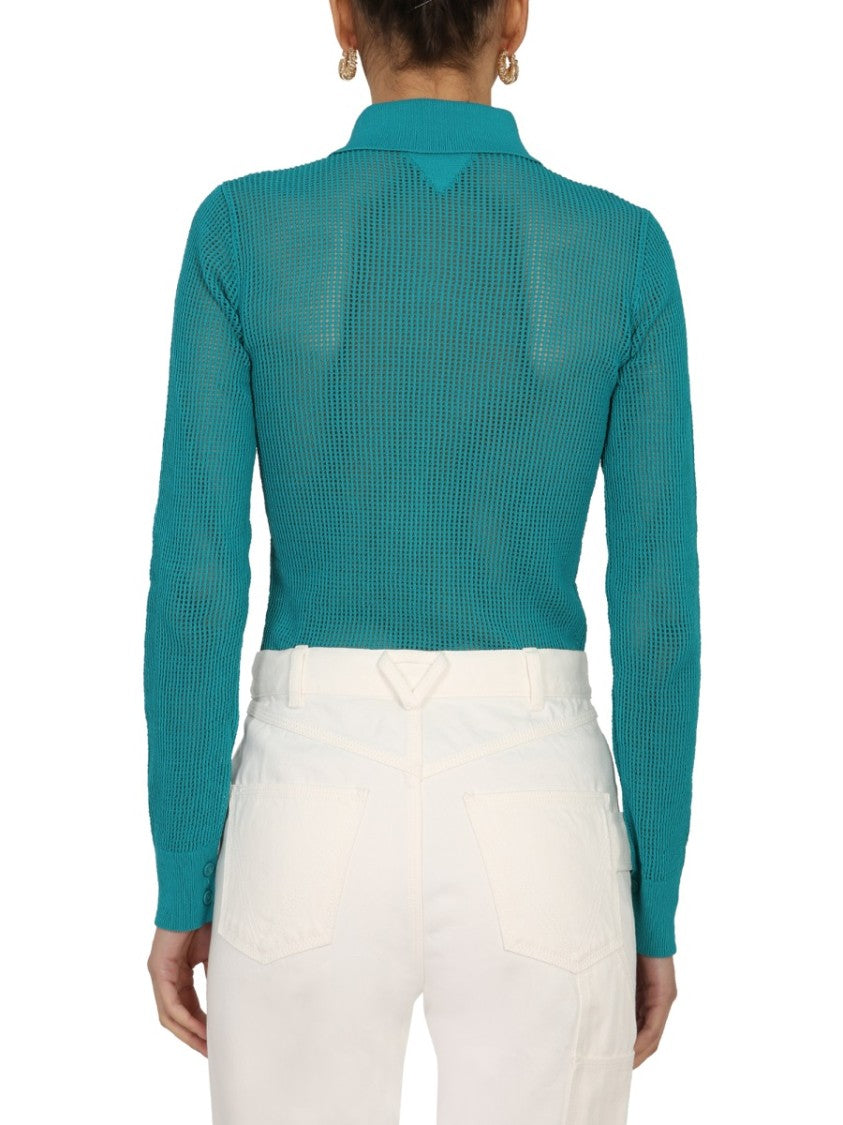 Bottega Veneta Mesh Knit Cardigan With Semi-Transparent Design
