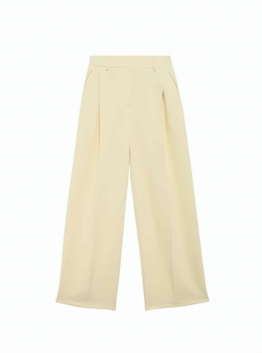 Alpha Studio Pleated Cadì Wide-Leg Pants