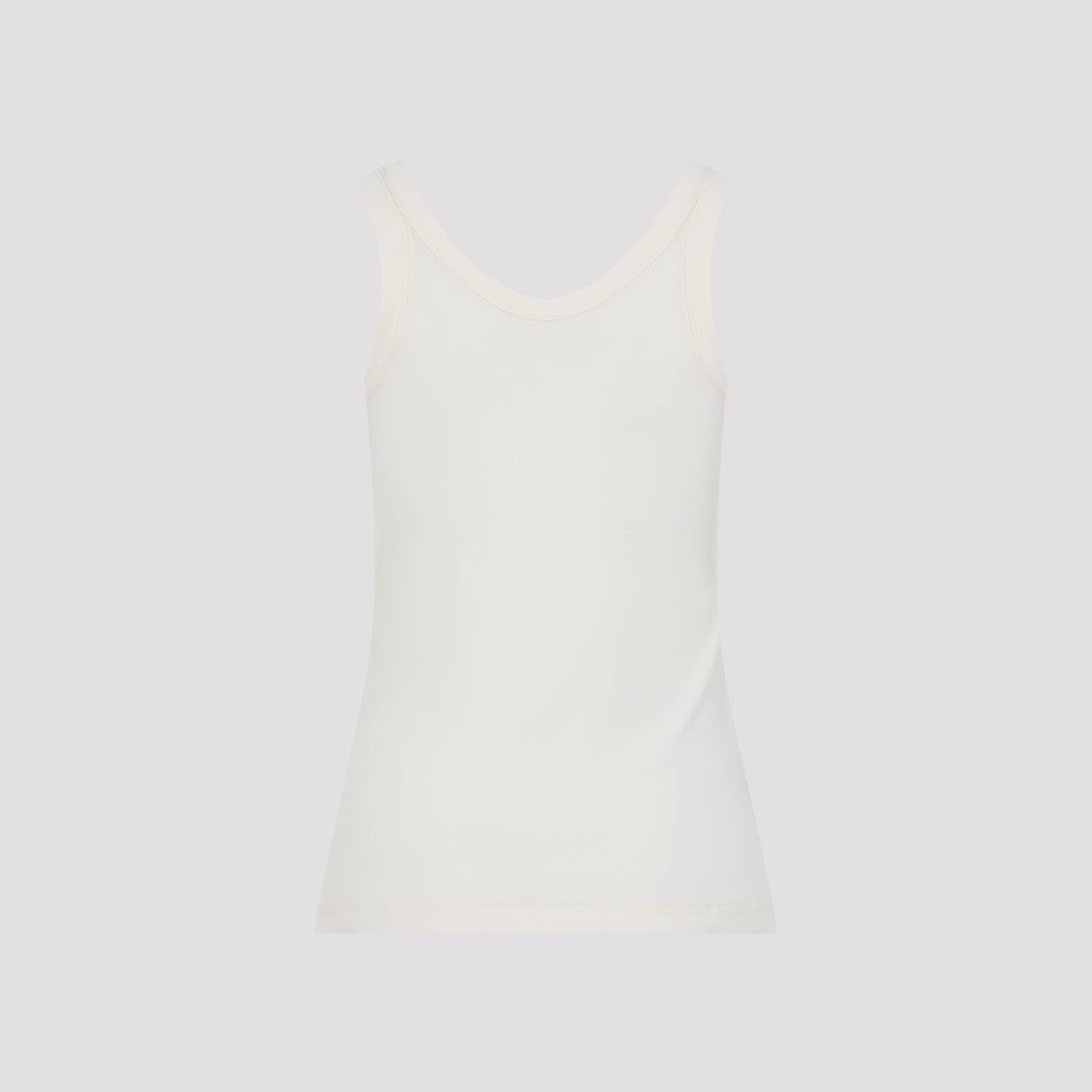 Lemaire Light Cream White Cotton Ribbed Tank Top