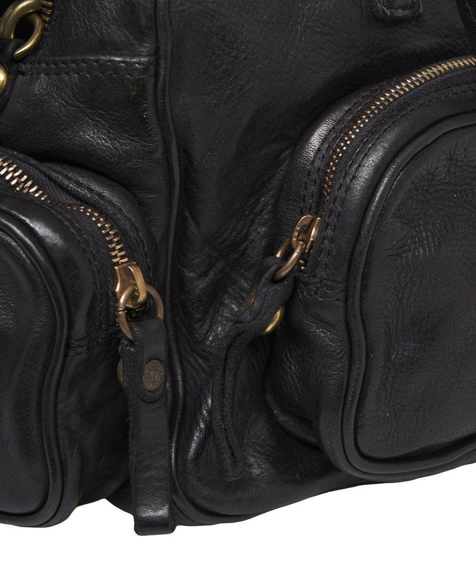 Campomaggi Textured Black Leather Duffel Bag