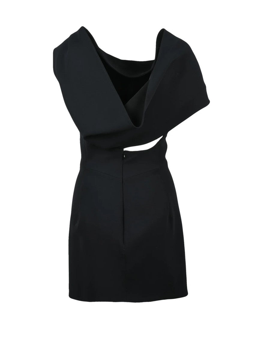 Jacquemus Asymmetric Black Dress With Boat Neckline And Back Zipper Closure