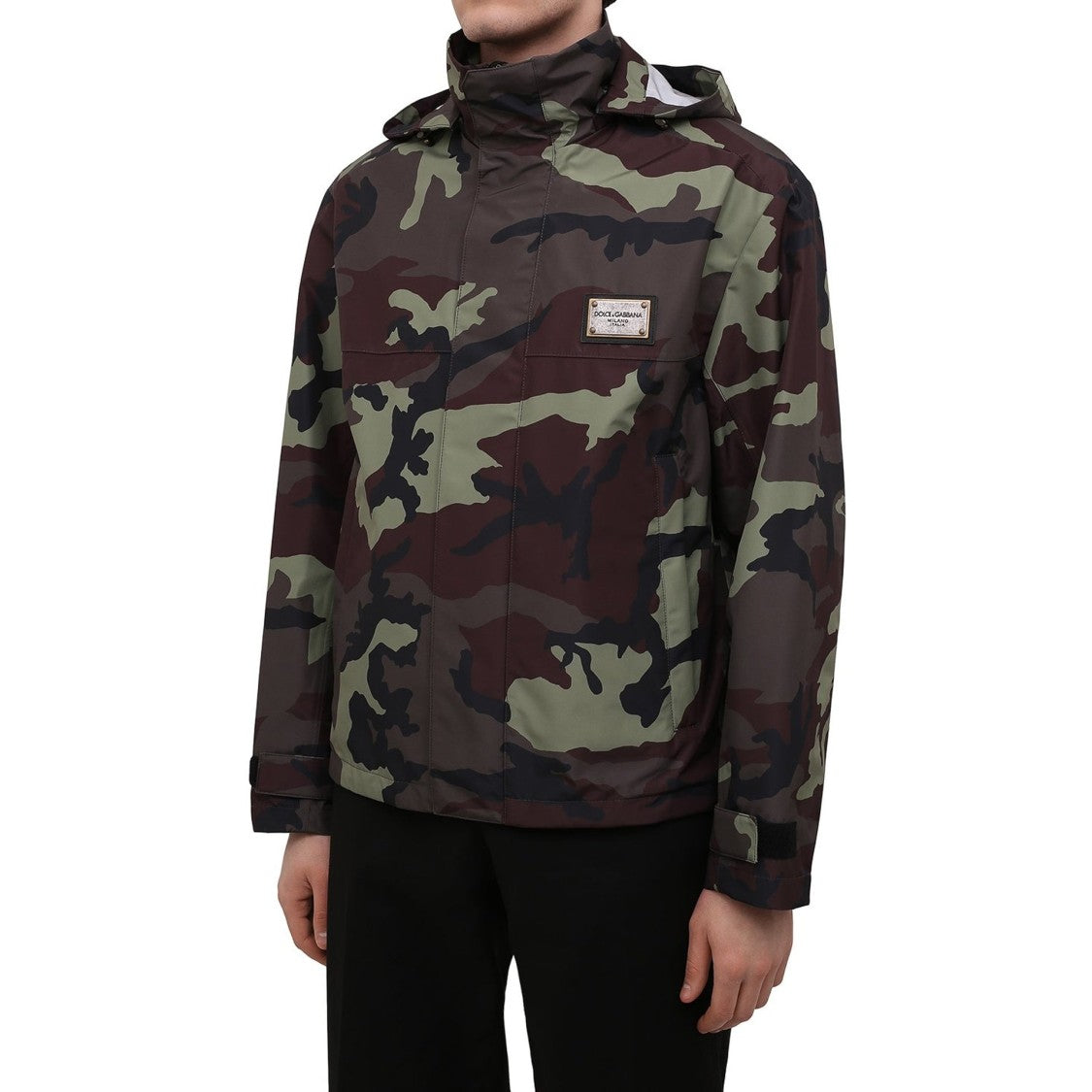 Dolce & Gabbana Camouflage Jacket With Detachable Hood