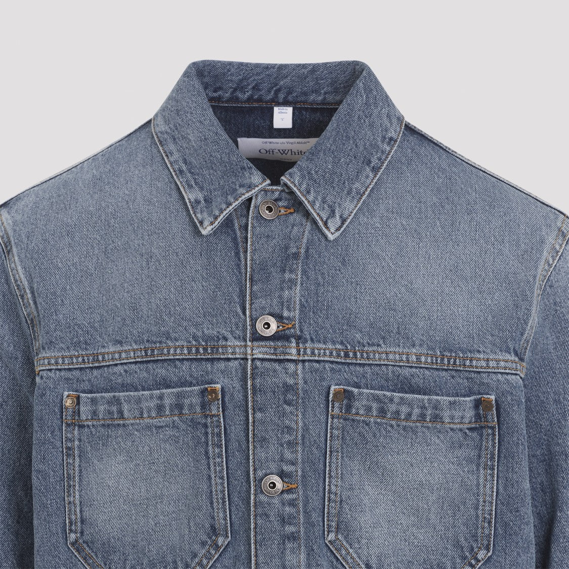 Off-White Denim Jacket With Faded Blue Wash