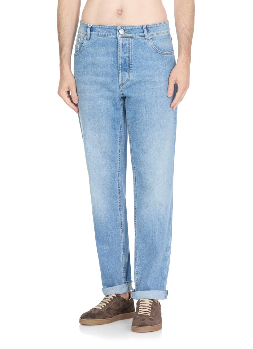 Brunello Cucinelli Light Blue Cotton Jeans