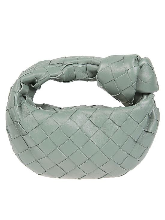 Bottega Veneta Woven Lambskin Handbag With Knotted Handle Detail