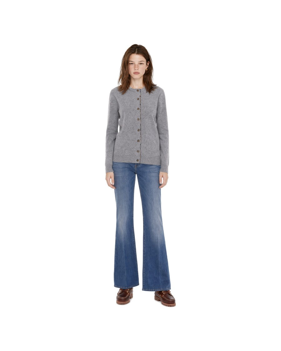 Barbour Grey Tartan Elbow Patches Wool-Blend Cardigan