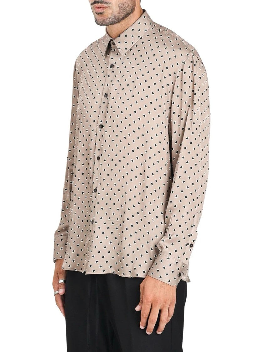 I M Brian Beige Viscose Patterned Shirt