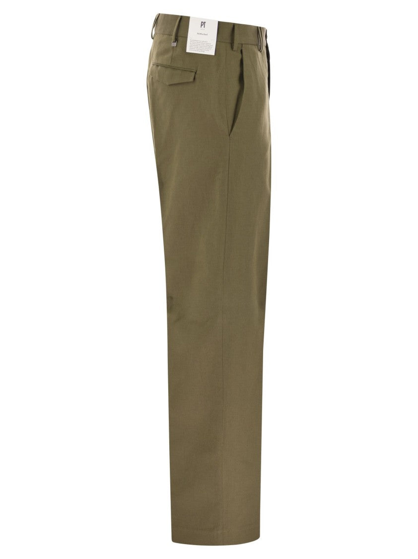 Pt Torino Michael - Straight-Leg Cotton Linen Trousers