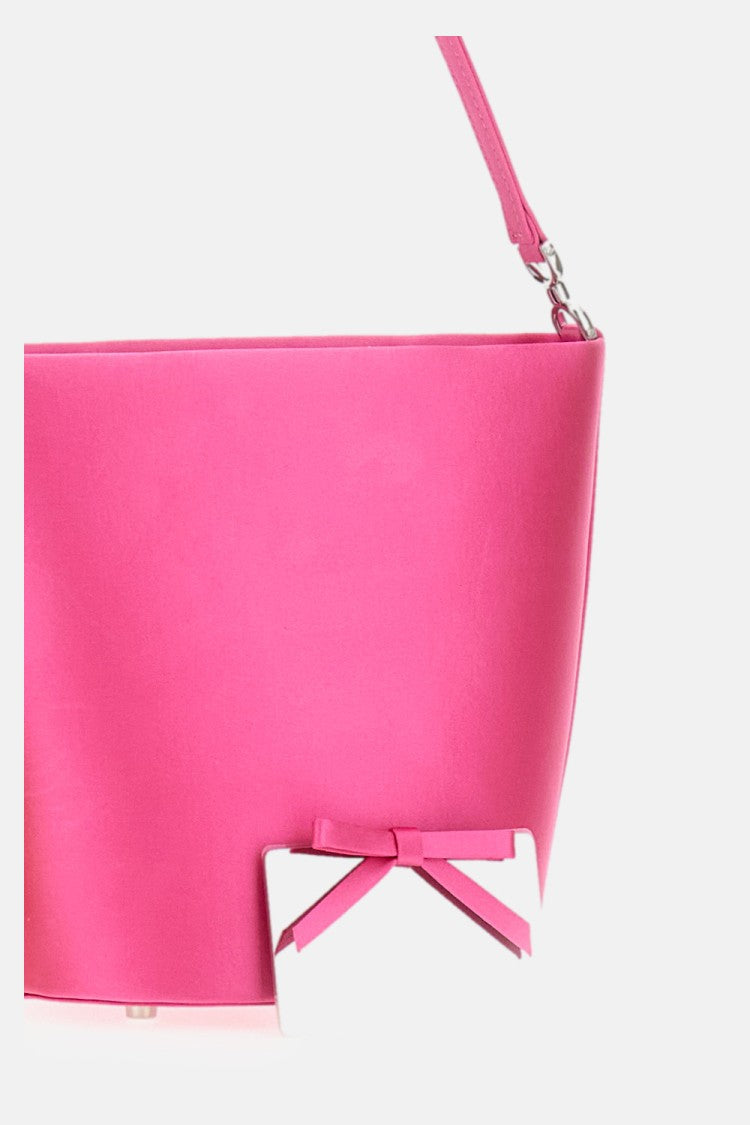 Self-Portrait Bright Pink Satin Bucket Bag