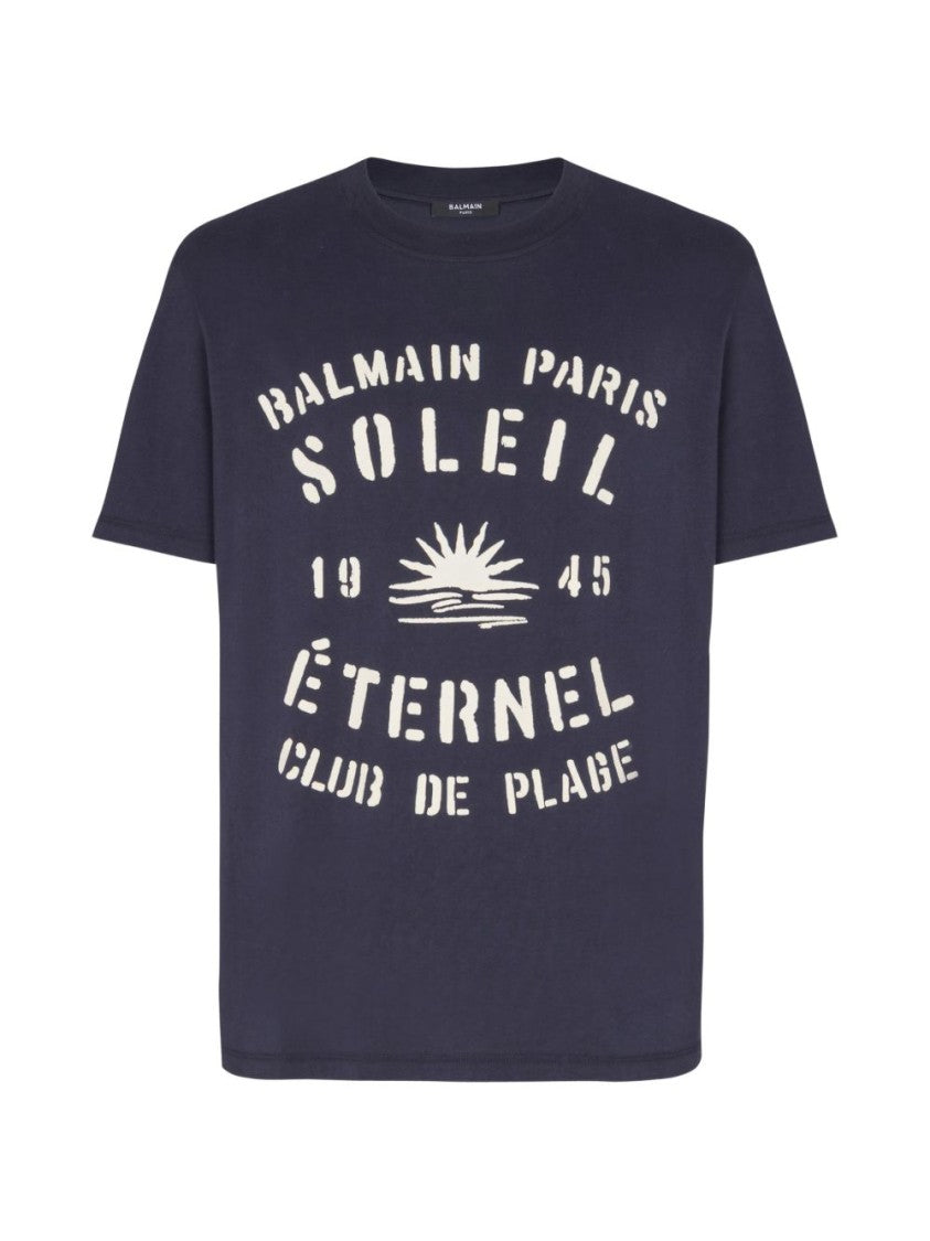 Balmain Blue Crew Neck Short Sleeve T-Shirt