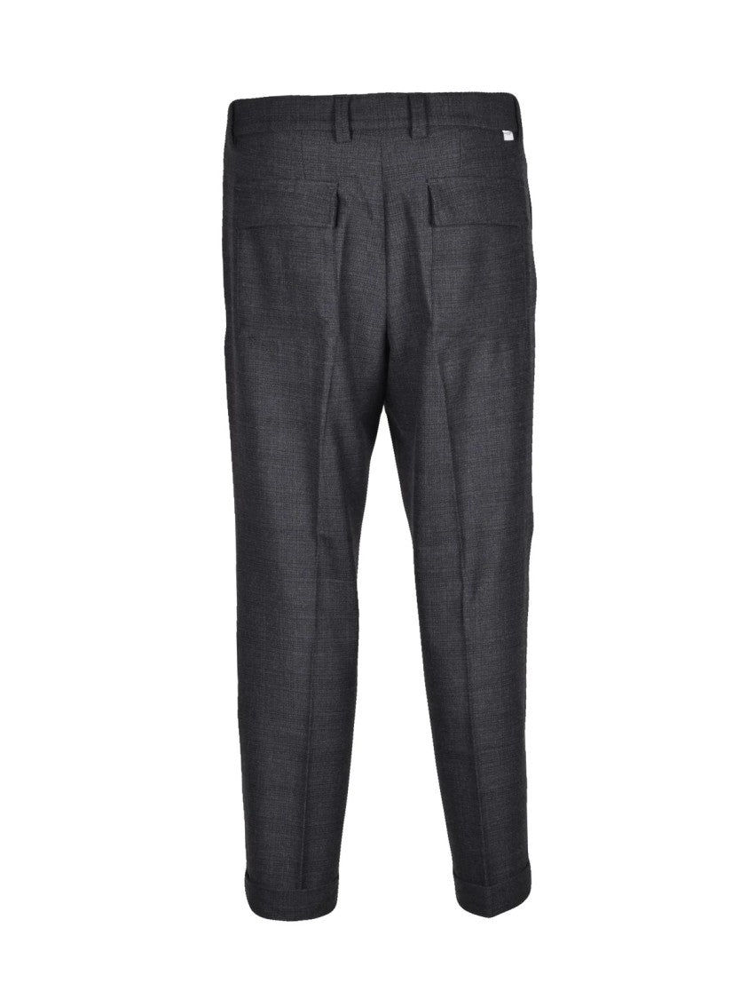 Paolo Pecora Grey Pleated Stretch Wool-Blend Chino Pants