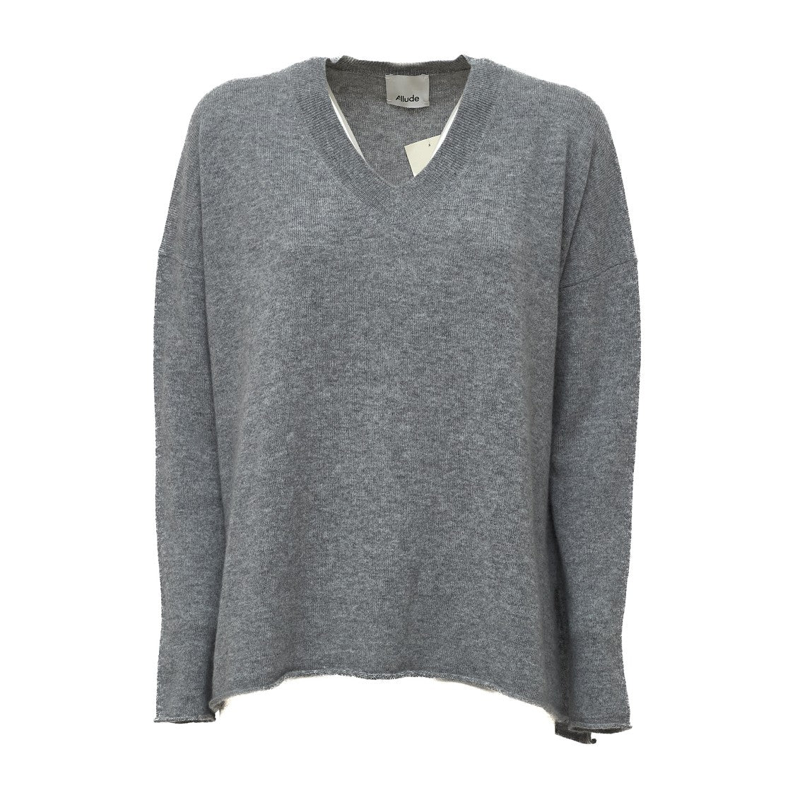 Allude V-Neck Cashmere Sweater With Side Slits