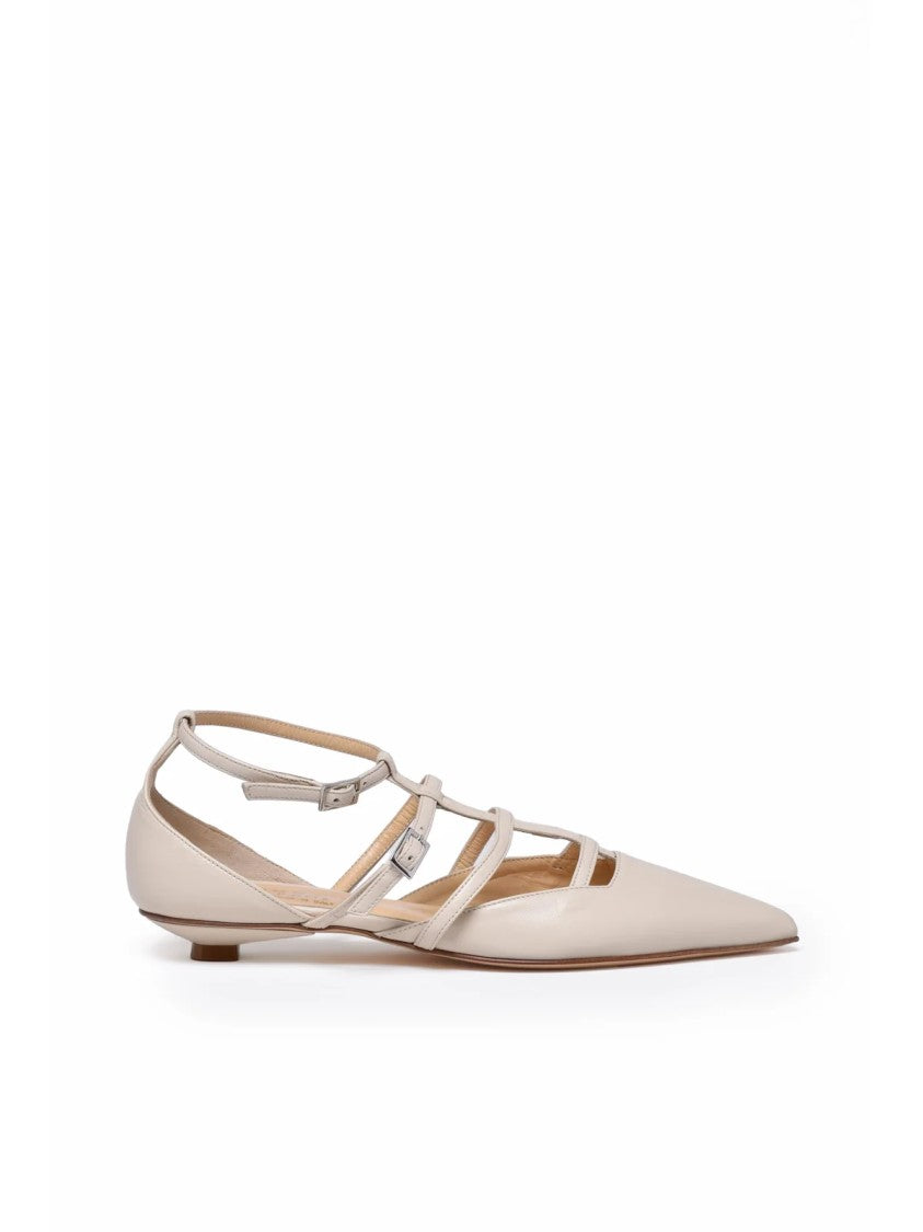 Isabelle Paris Beige Pointed Toe Leather Pumps