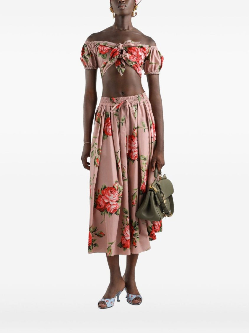 Dolce & Gabbana Floral Off-Shoulder Crop Top