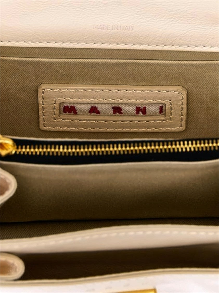 Marni Structured Cowhide Leather Shoulder Bag With Flap Closure