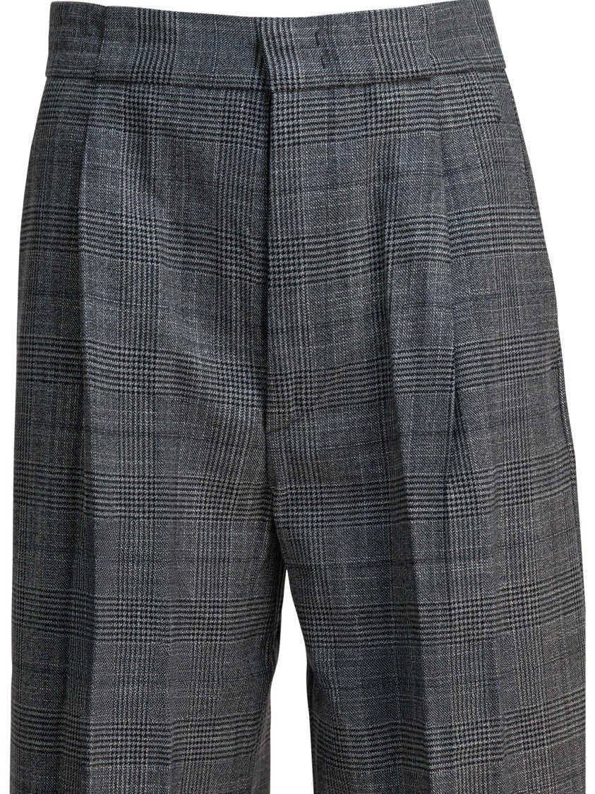 Sa Su Phi Wide-Leg Trousers With Tailored Fit And Subtle Checkered Pattern