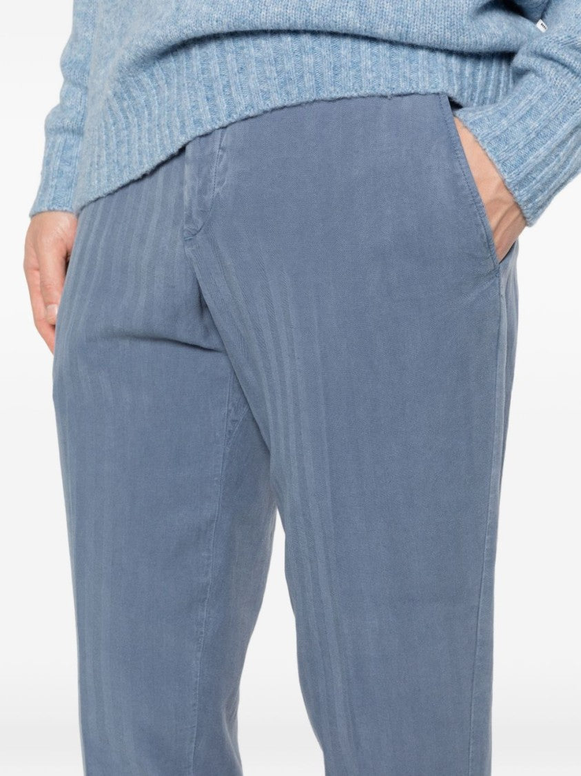 Pt Torino Sky Blue Tapered-Leg Pants With Elasticated Waistband