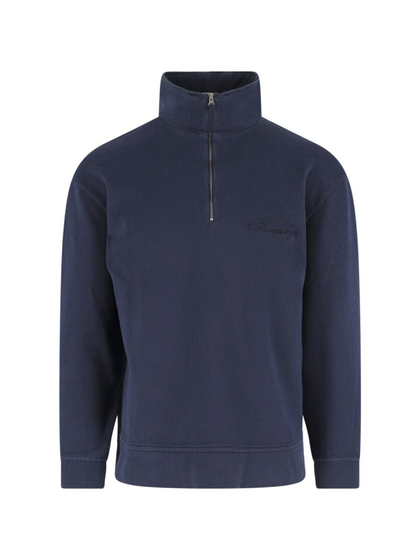 C.P. Company Blue High-Collar Half-Zip Cotton Sweatshirt