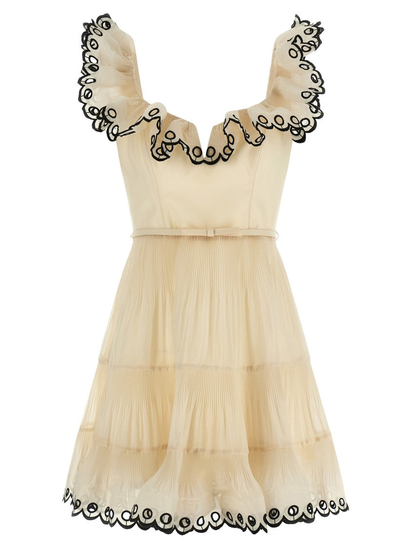 Zimmermann 'Embroidered Frilled Mini' Dress