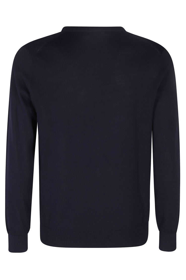 Kangra Blue Single Thread Ribbed Trim Cotton Sweater