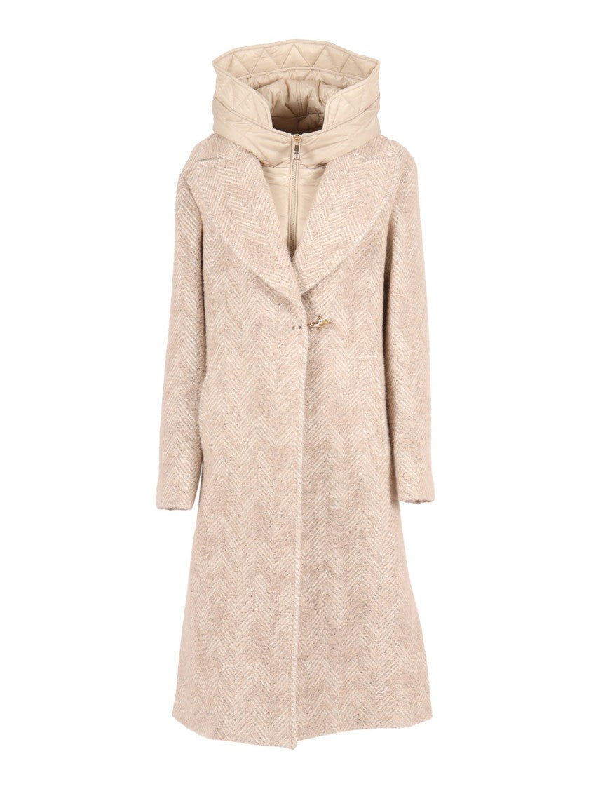 Fay Double-Breasted Coat With High Collar