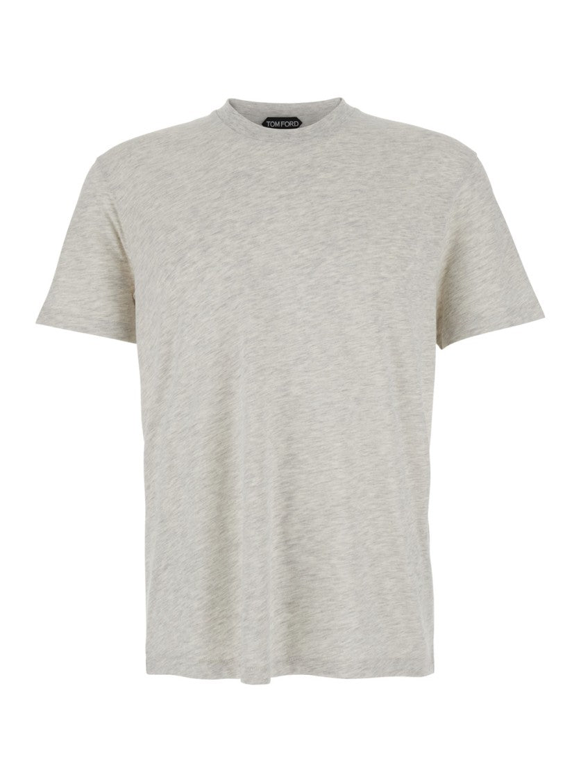 Tom Ford Grey Crewneck T-Shirt In Cotton Blend