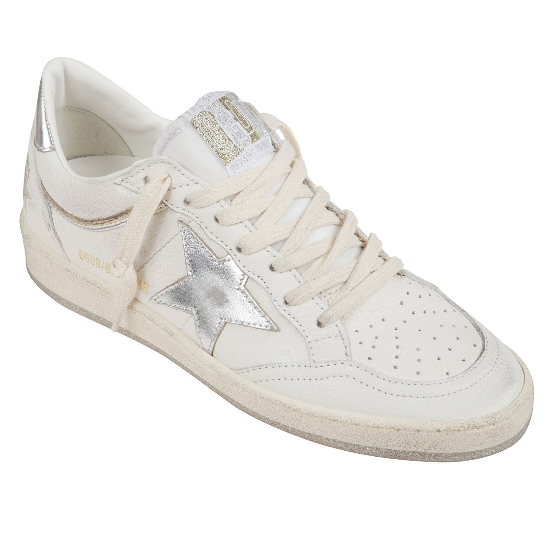 Golden Goose White Leather Sneakers With Glitter Sole