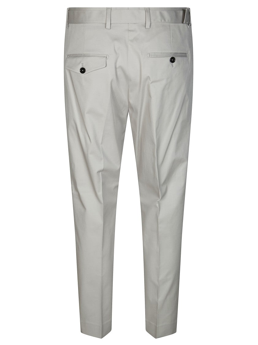 Be Able Beige Carrot Pleated Cotton Trousers
