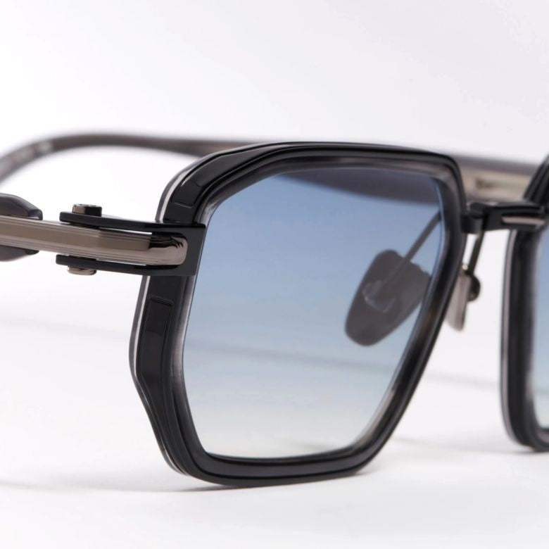 John Dalia Miles Geometric Frame Sunglasses With Gradient Blue Lenses