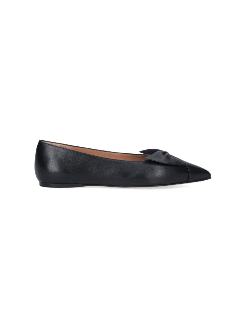 Ferragamo Pointed Toe Black Nappa Flats