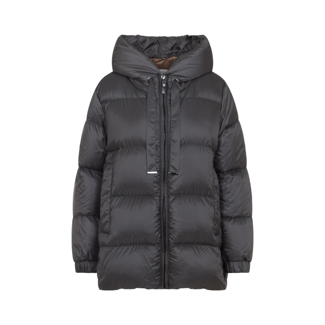 Max Mara Puffy Grey Down Jacket With Adjustable Hood